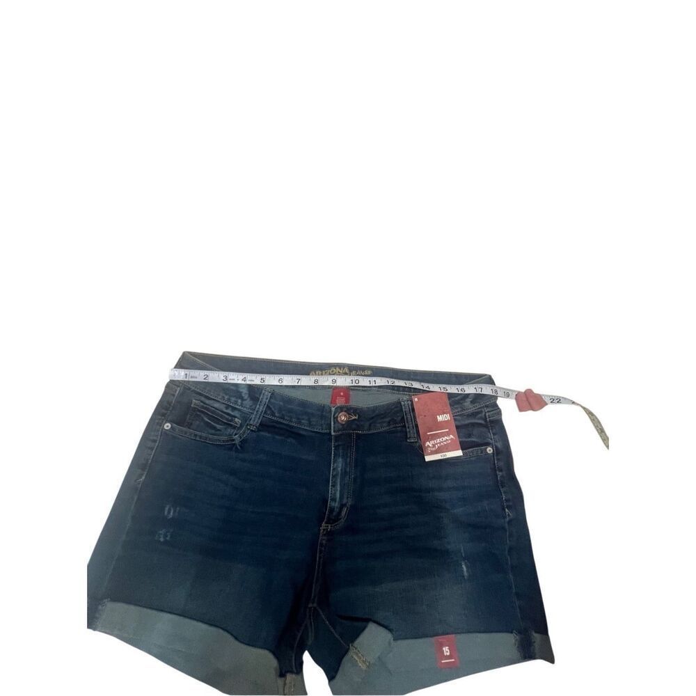 Arizona Woman’s MIDI Denim Roll Up Shorts Sz 15 NWT - Picture 5 of 8